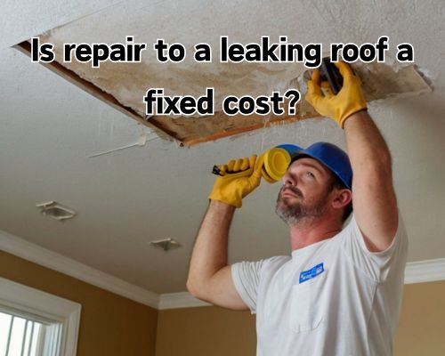 A man is using a tool to seal a leaking spot on the ceiling